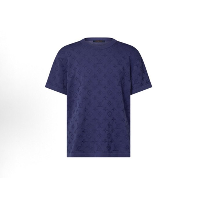 lv louis vuitton allover monogram jacquard knit short sleeve t-shirt